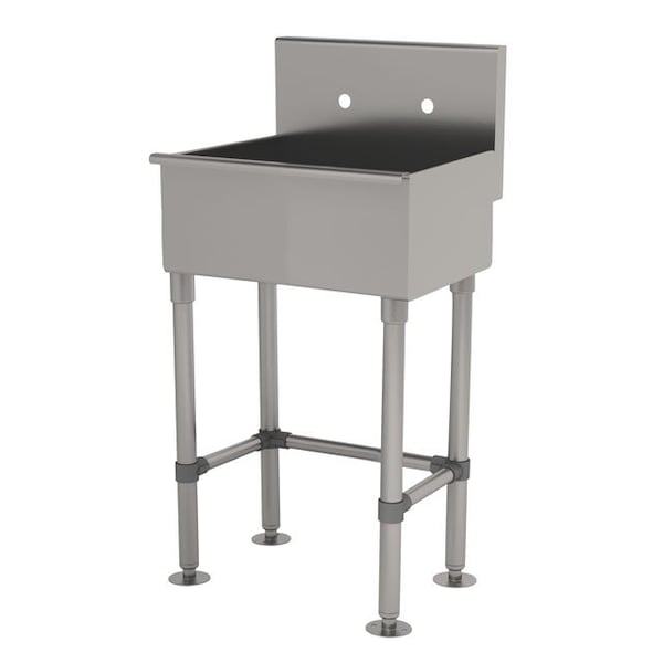 1 Station 16 Ga. 304 SS Floor Mt Square Corner Sink - Faucet Omitted